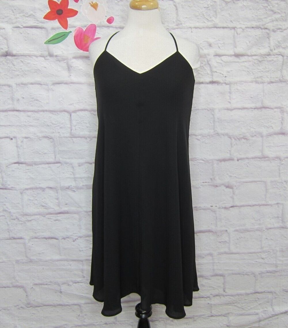 Ann Taylor LOFT Black Spaghetti Strap Chiffon Slip Dress Size 6P Petite New!